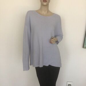 Eileen Fisher Light Blue Organic Linen Cotton Ribbed Box Top Oversized Sweater L